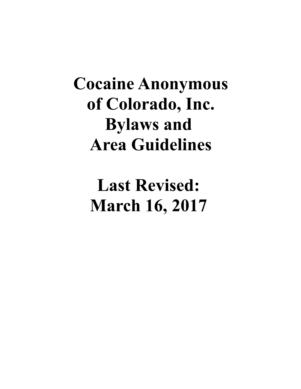 Colorado Area Guidelines