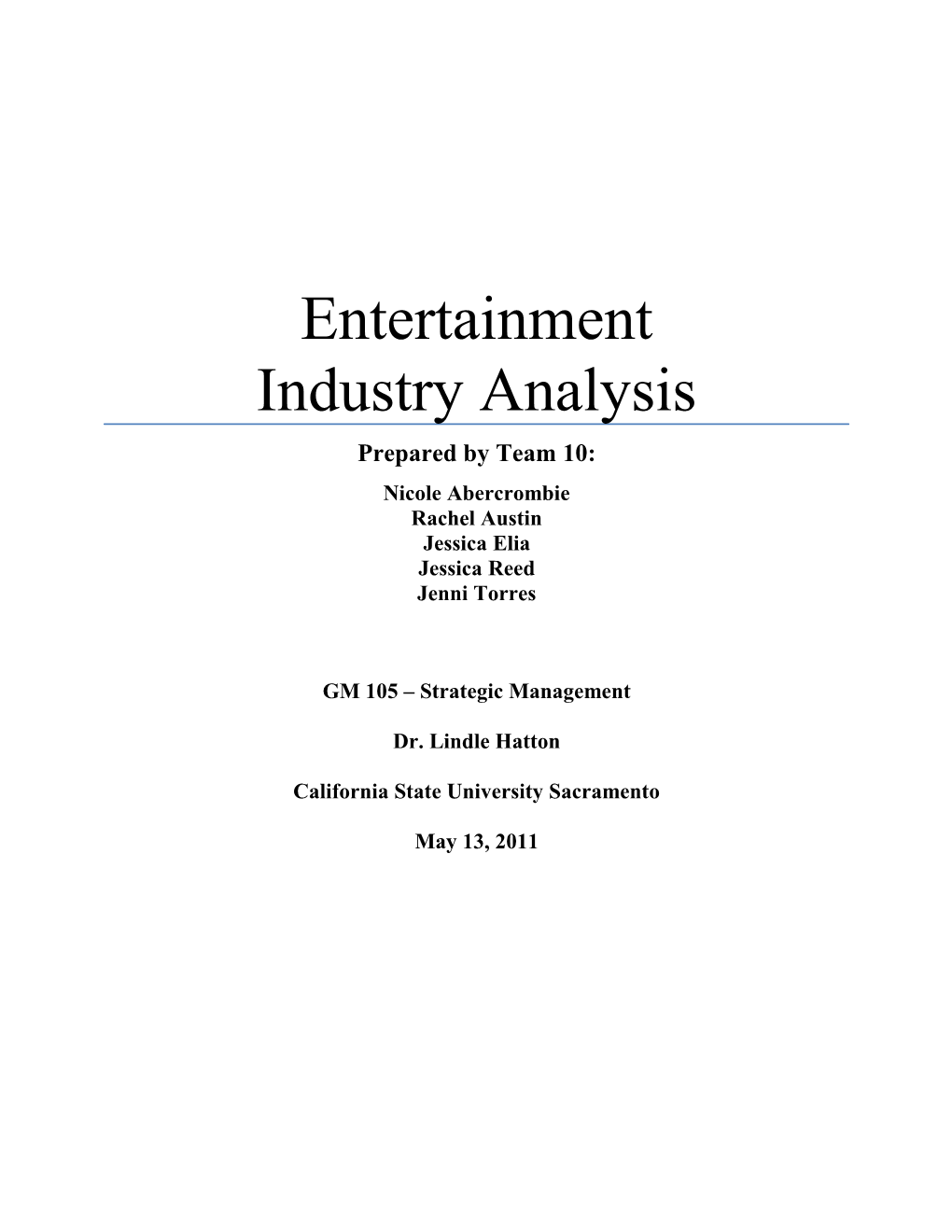 Entertainment Industry Analysis