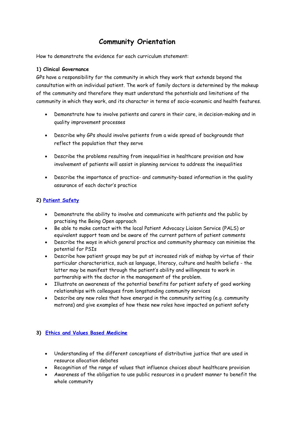 How to Demonstrate the Evidence for Each Curriculum Statement