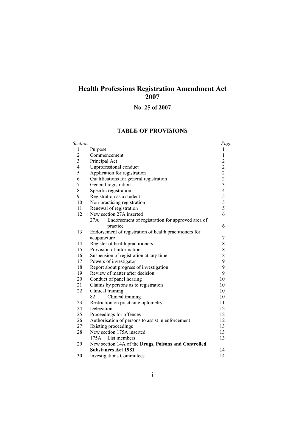 Health Professions Registration Amendment Act 2007