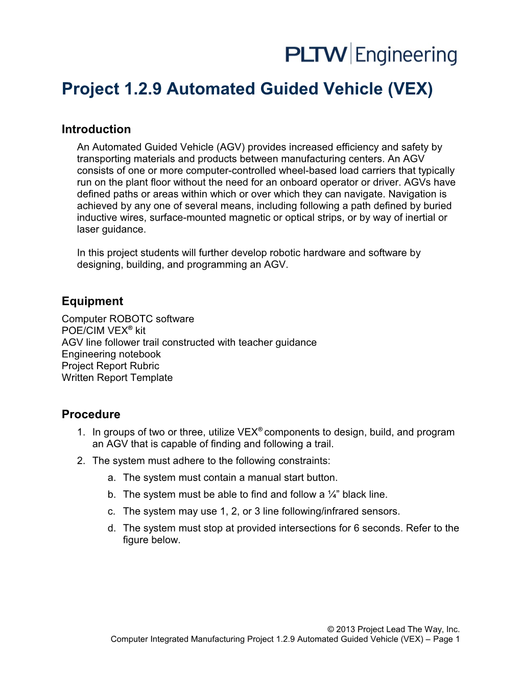 Project 1.2.9 Automated Guided Vehicle (VEX)