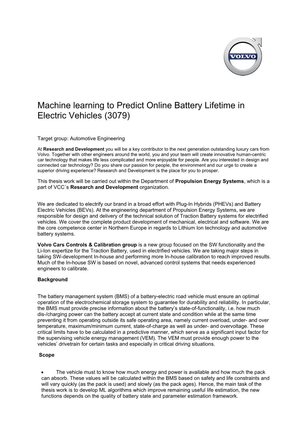 Machine Learning to Predict Online Battery Lifetime in Electric Vehicles (3079)