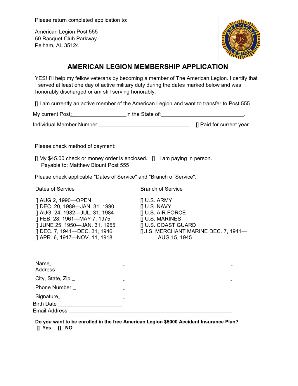 Post Membership Form-V-10.30.16 Revised Skills