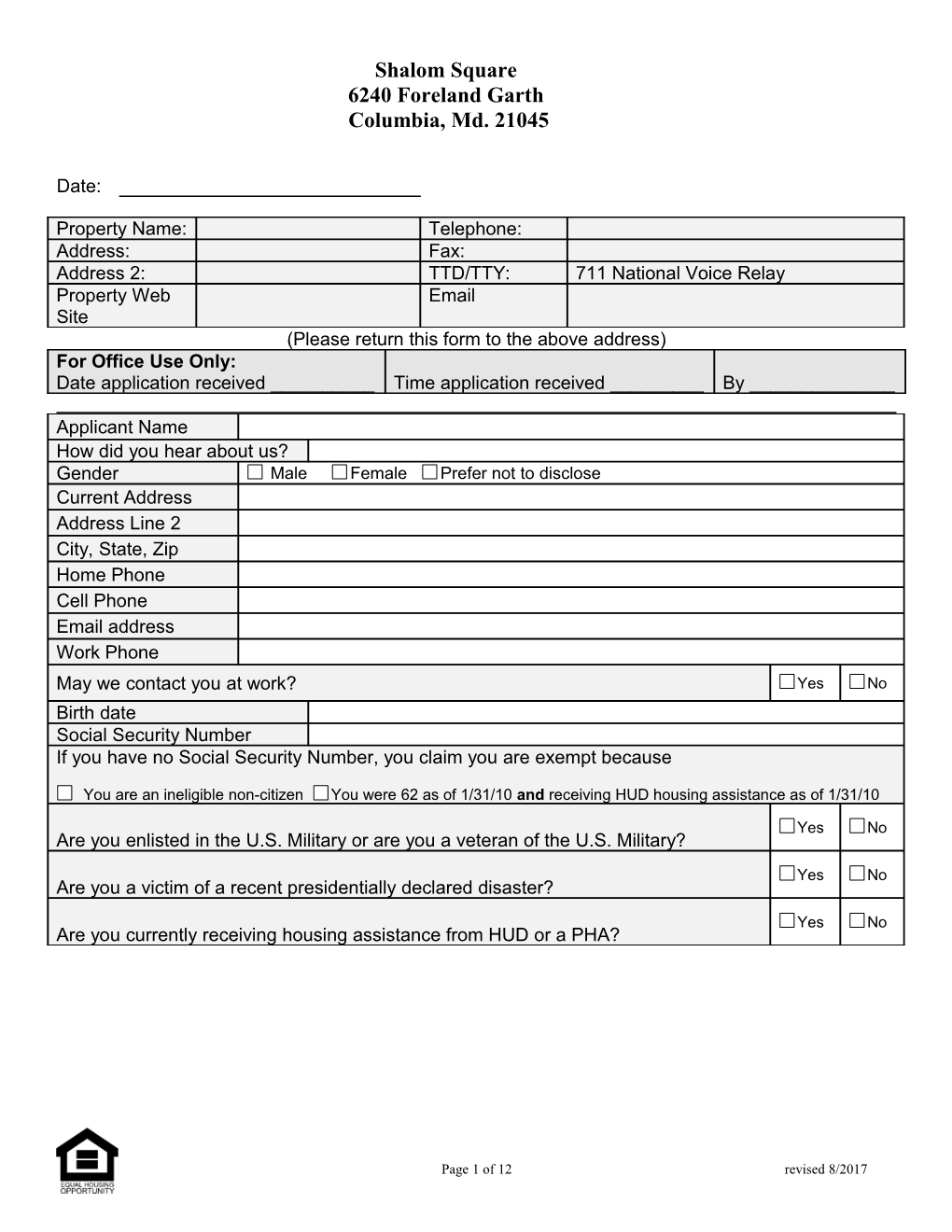 Please Return This Form to the Above Address