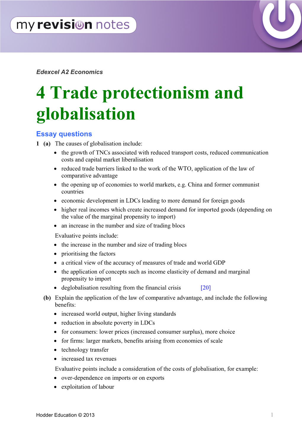 4 Trade Protectionism and Globalisation