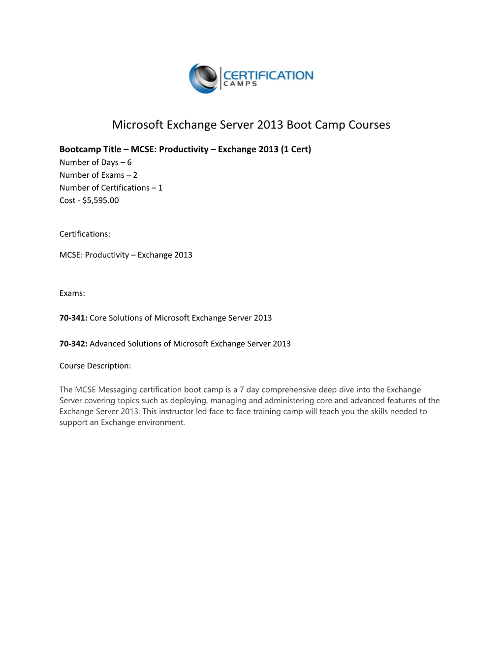 Microsoft Exchange Server 2013Boot Camp Courses