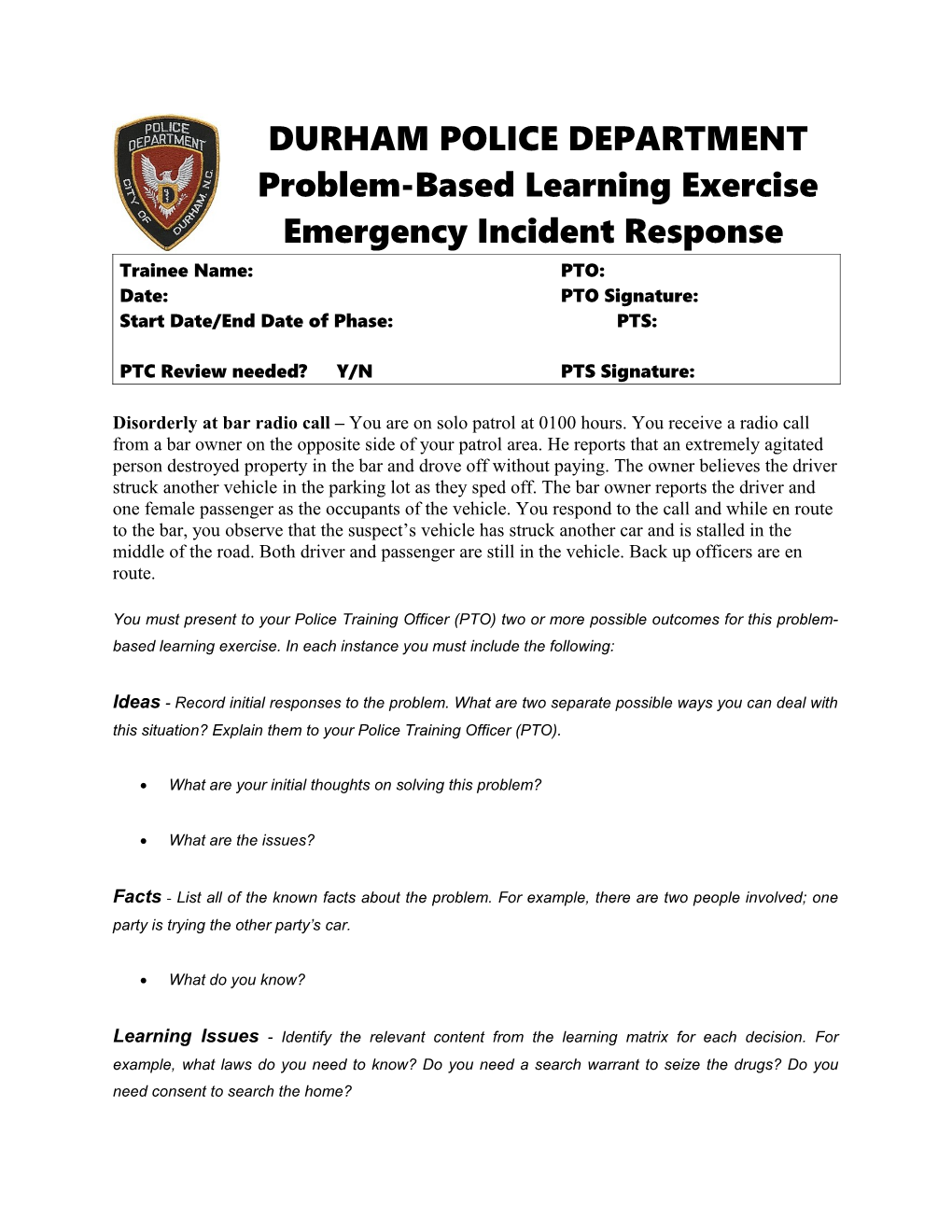 Problem-Based Learning Exercise