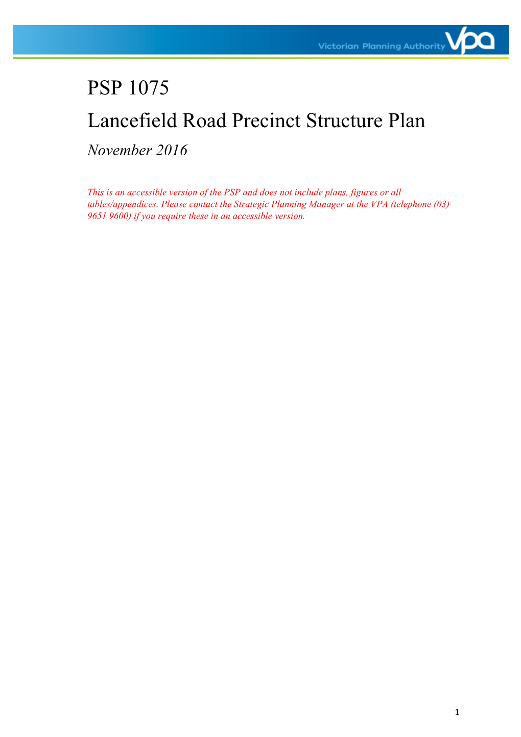 Lancefield Road Precinct Structure Plan