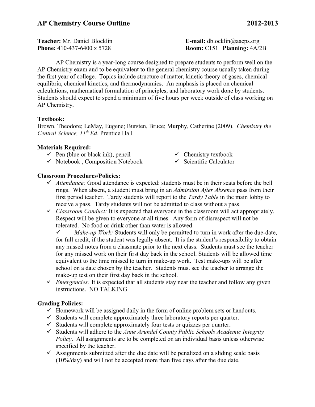 AP Chemistry Course Outline2012-2013