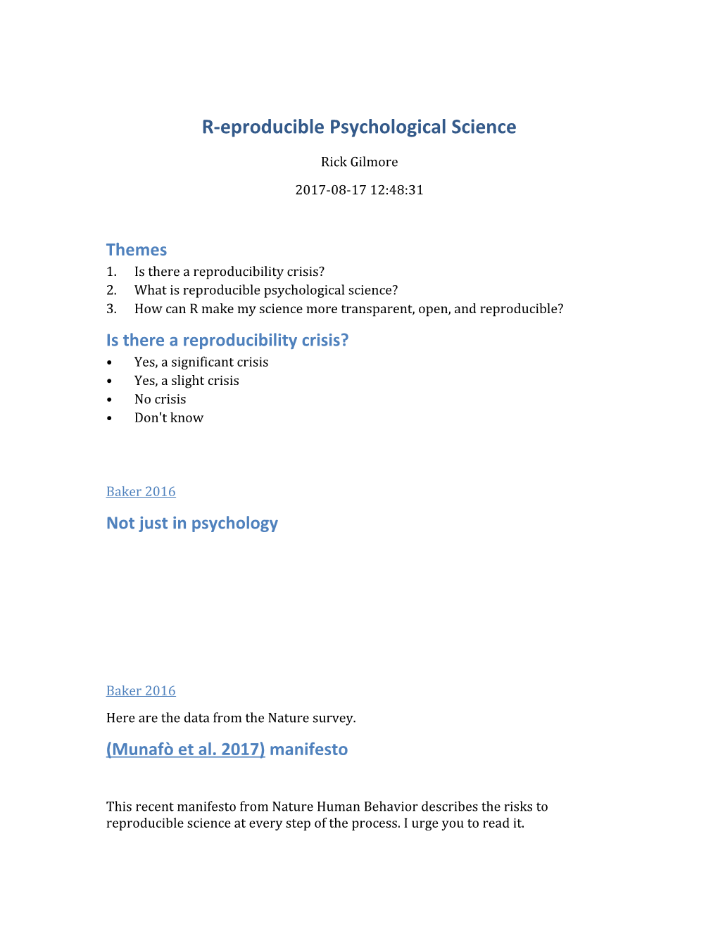 R-Eproducible Psychological Science