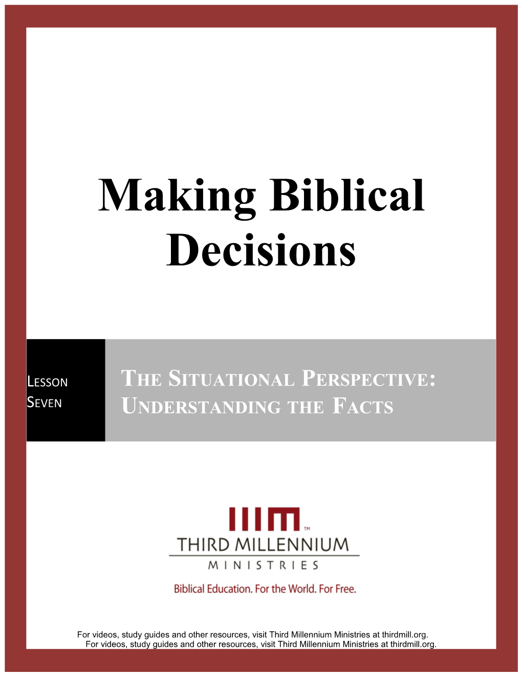 Making Biblical Decisions, Lesson 7