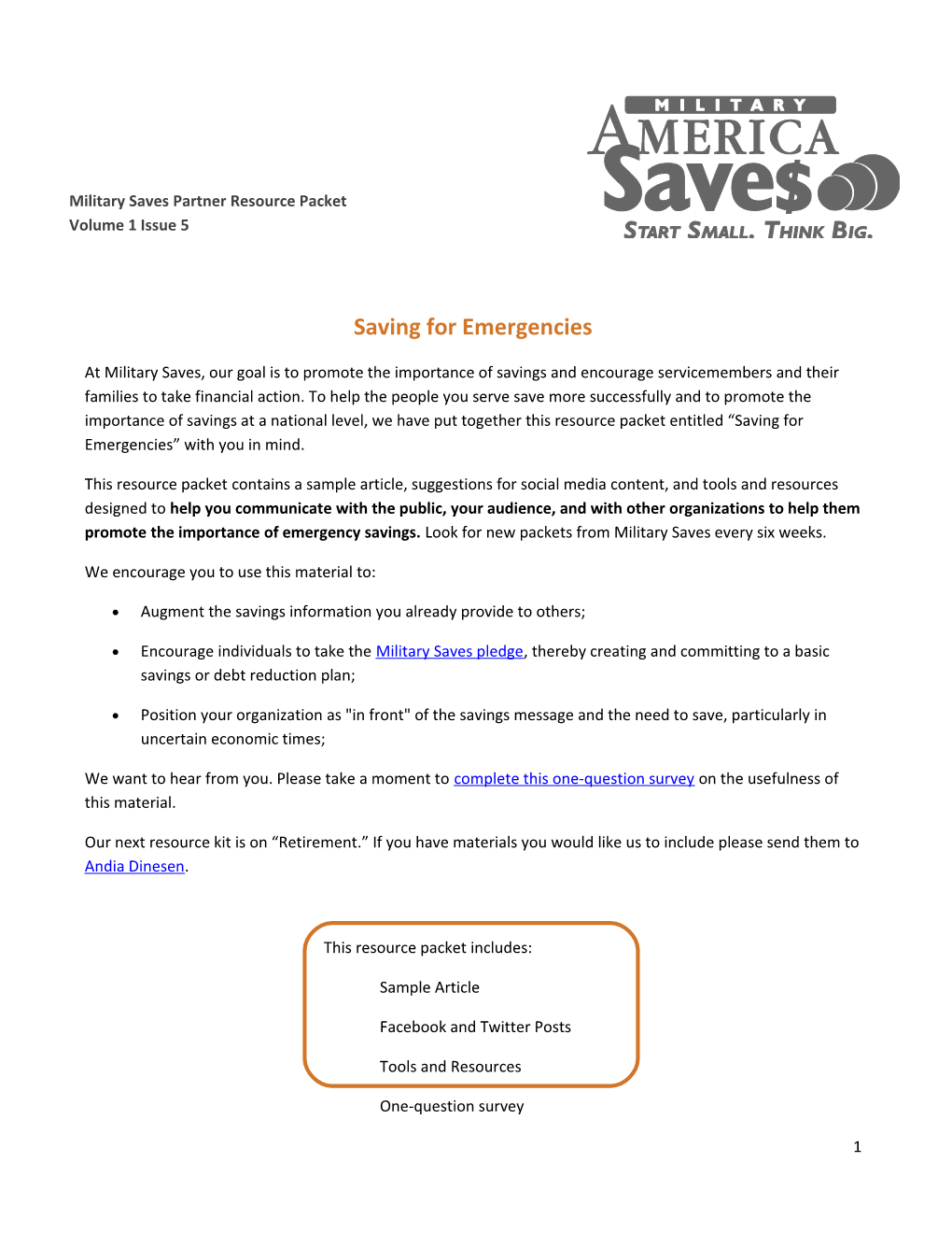 Saving for Emergencies