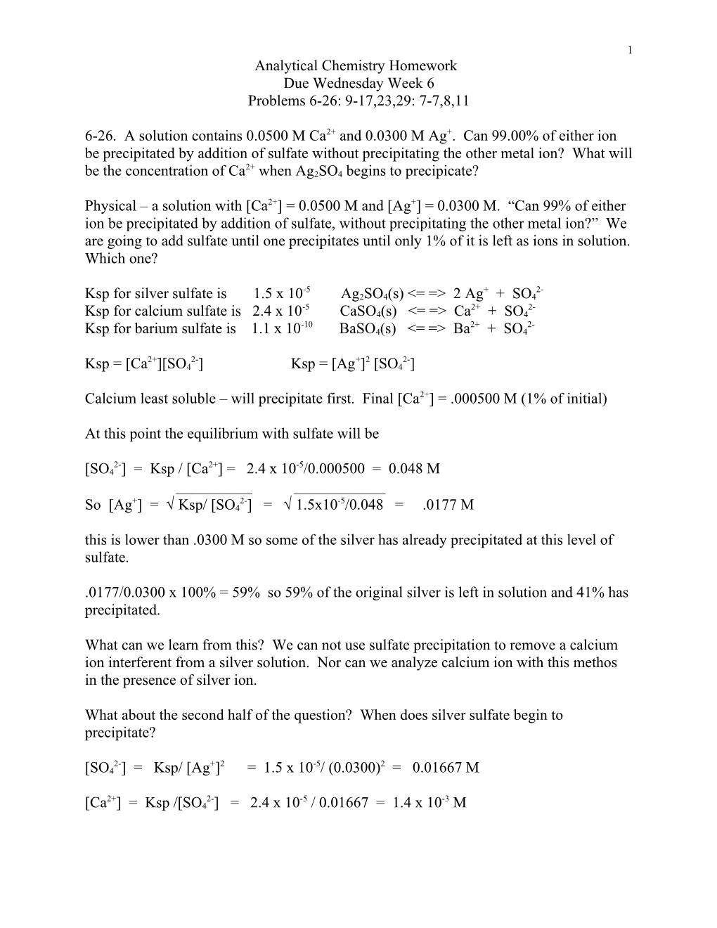 Analytical Chemistry Homework