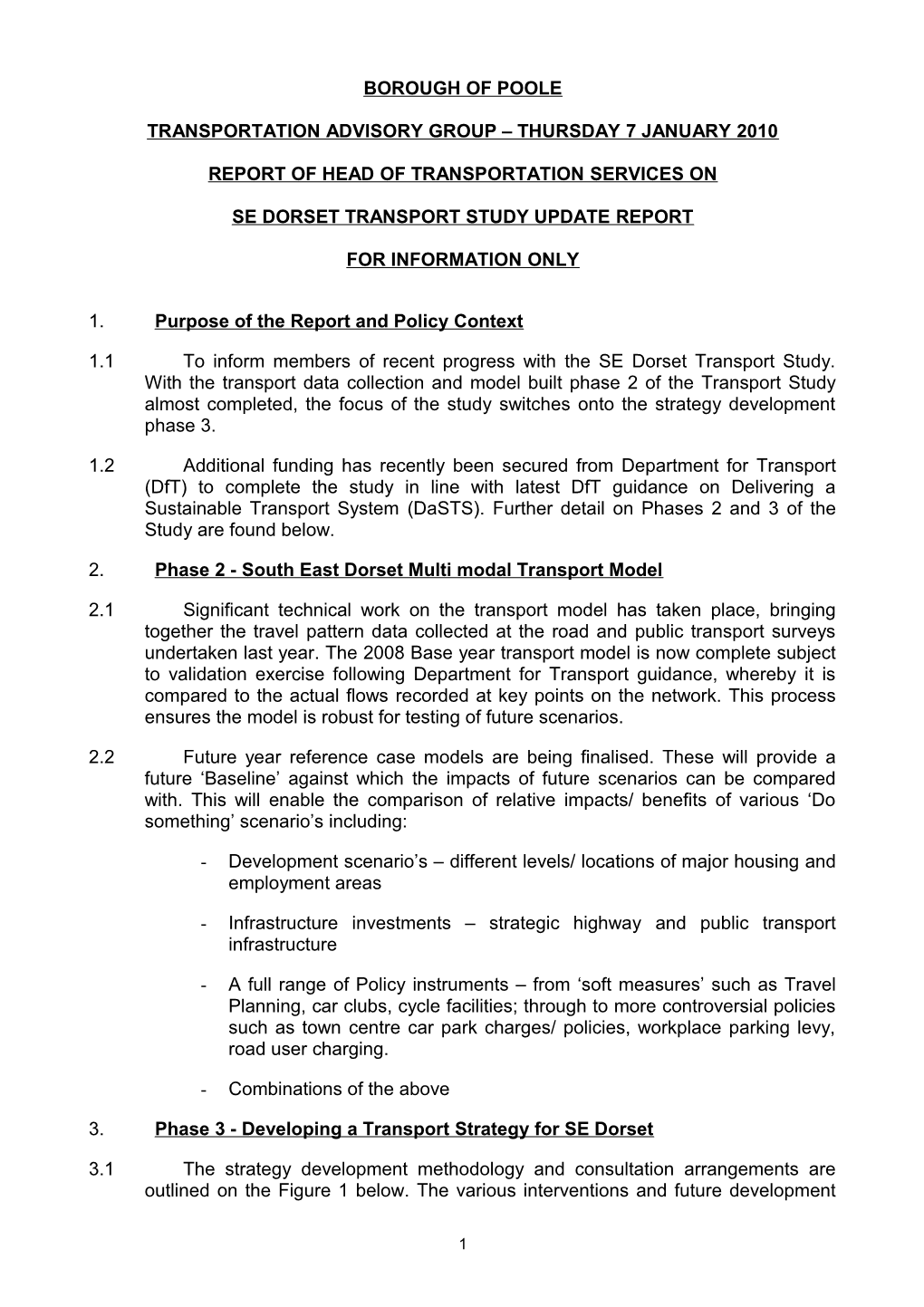 Se Dorset Transport Study Update Report