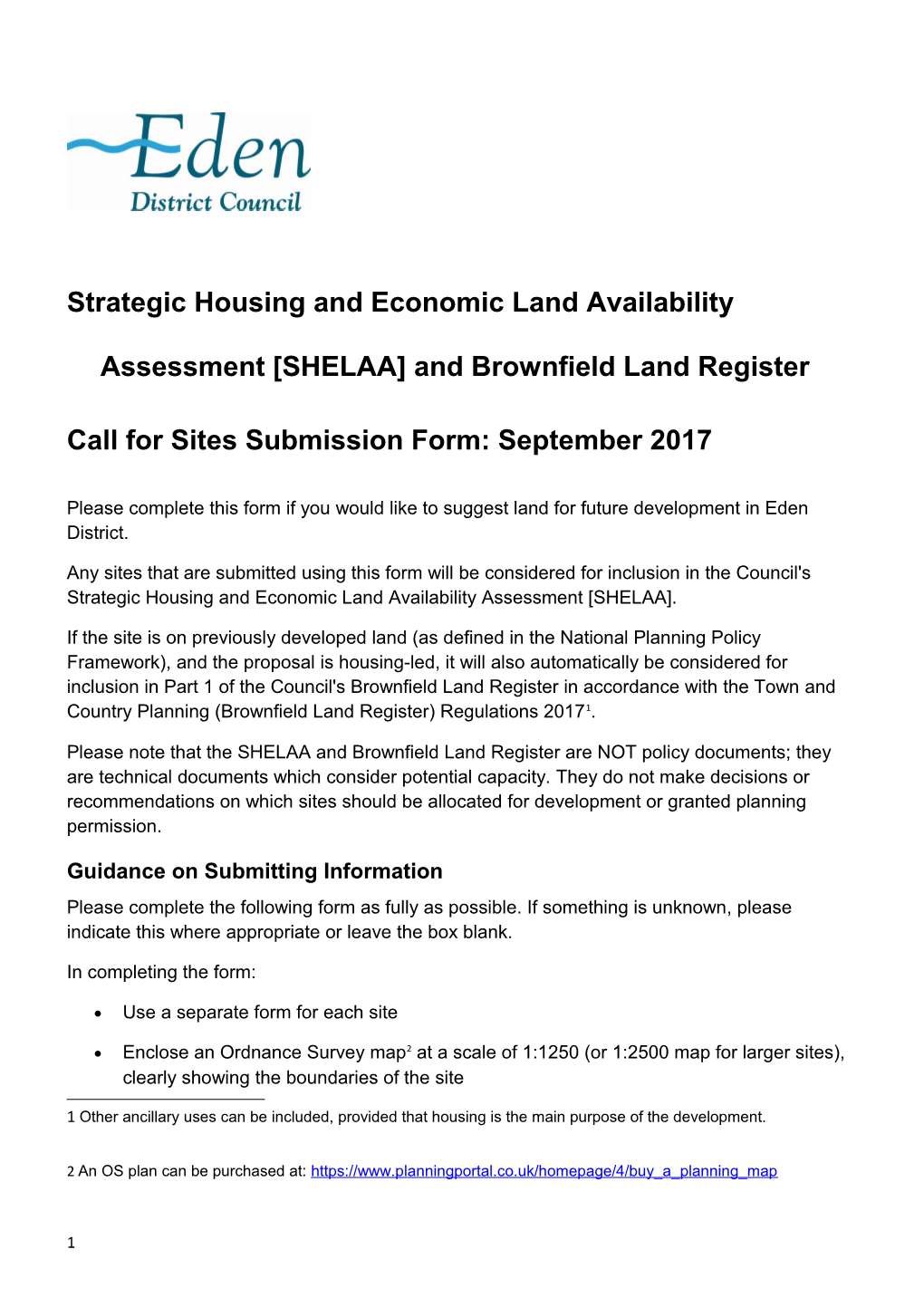 Strategic Housing and Economic Land Availability Assessment SHELAA and Brownfield Land Register
