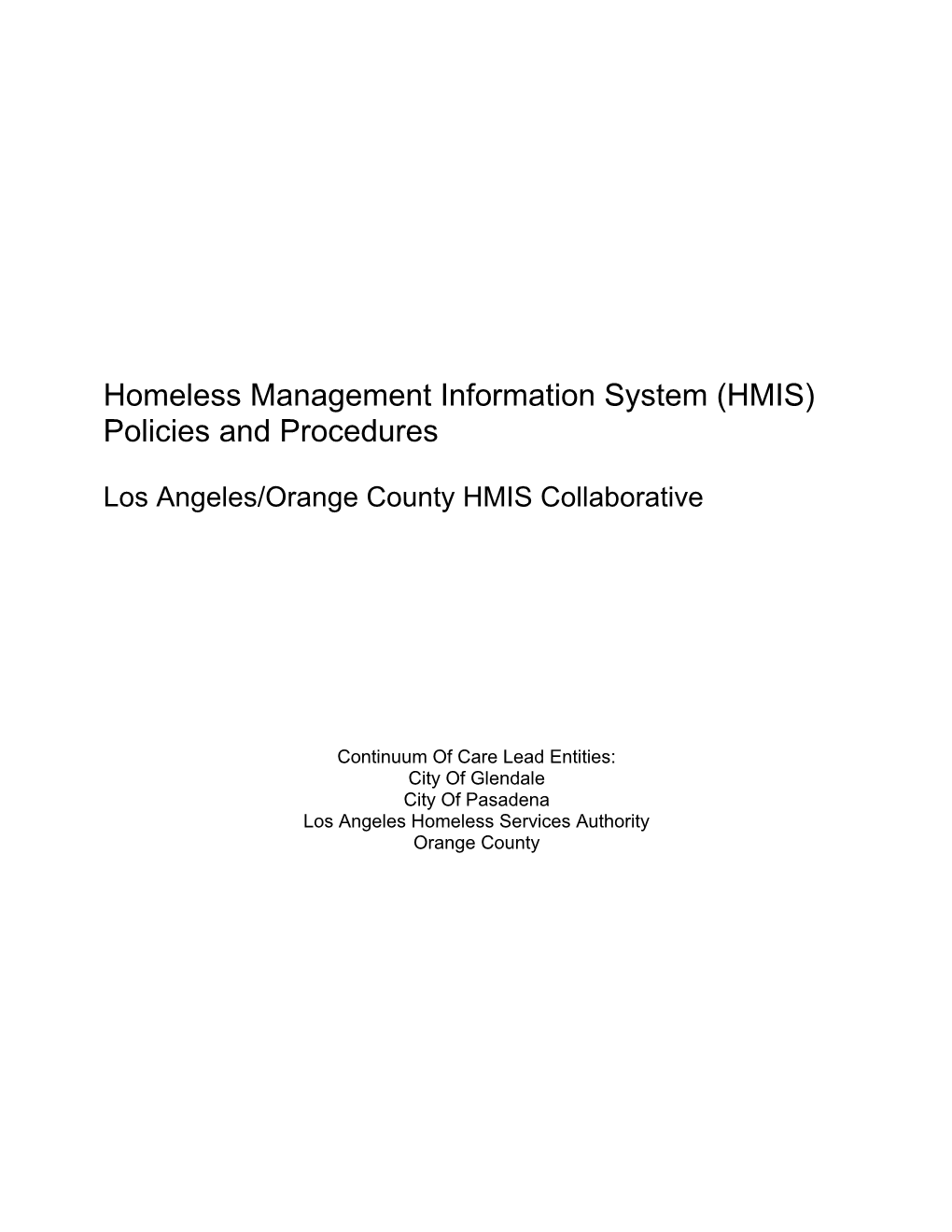 Hmis Lead Agencies Contact Information