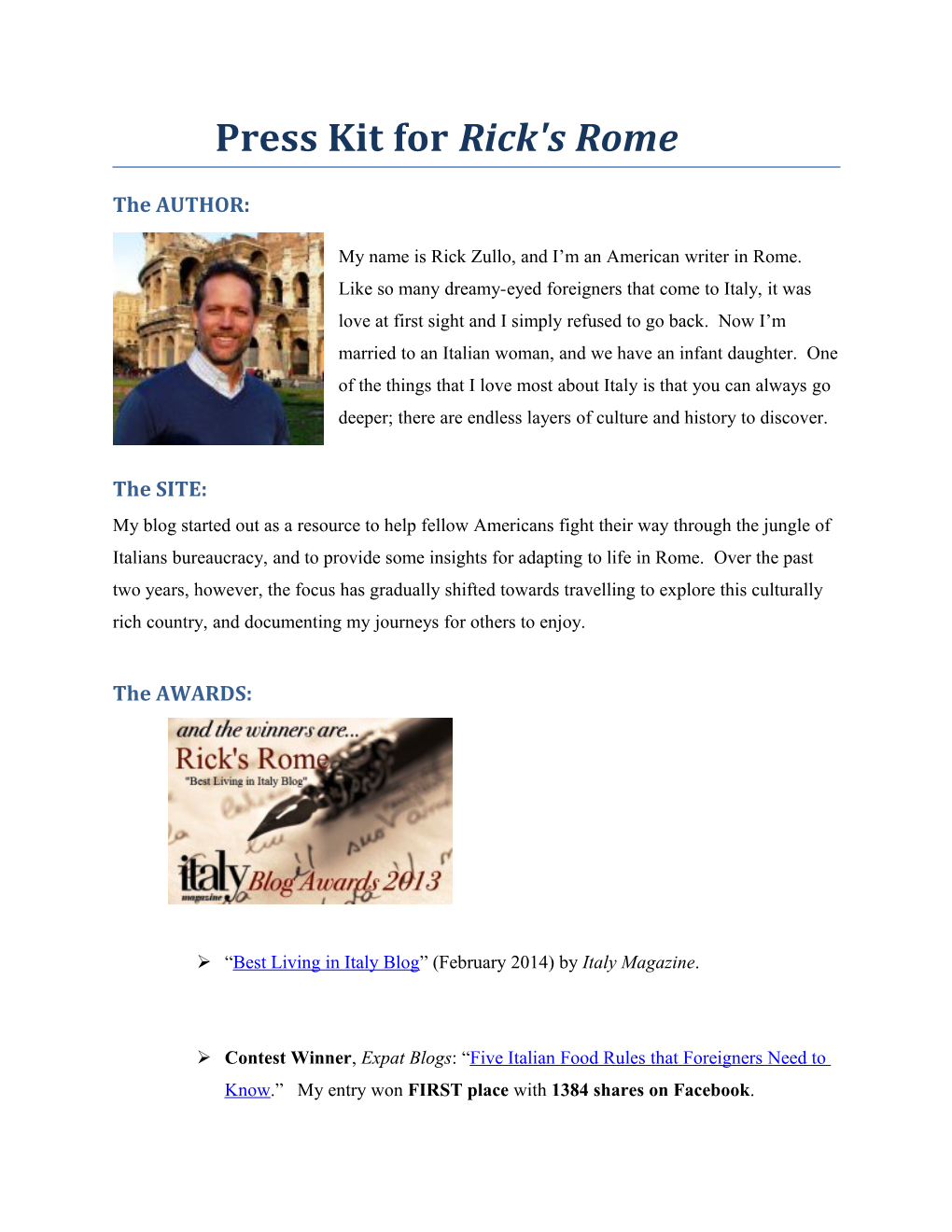 Press Kit Forrick's Rome