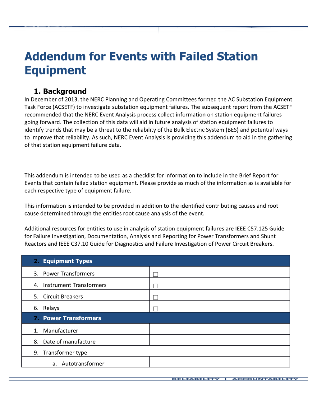 Addendum for Events with Failed Station Equipment