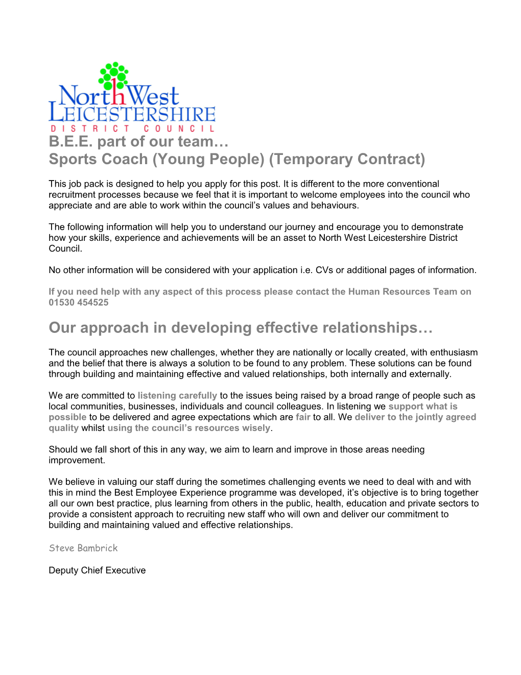 Sports Coach (Young People)(Temporary Contract)