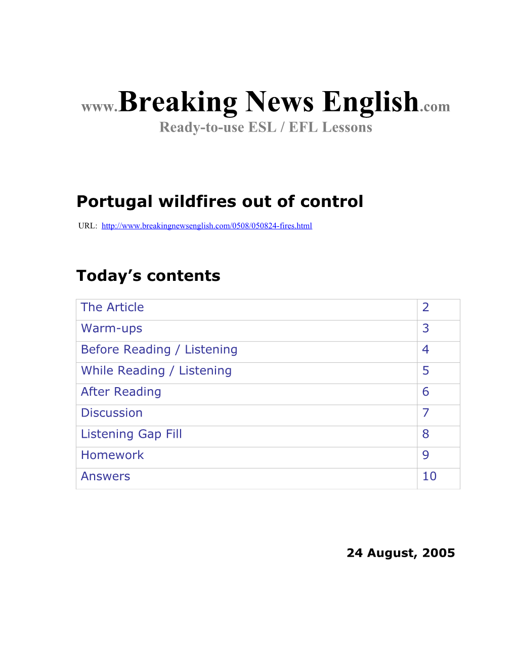 Portugal Wildfires out of Control