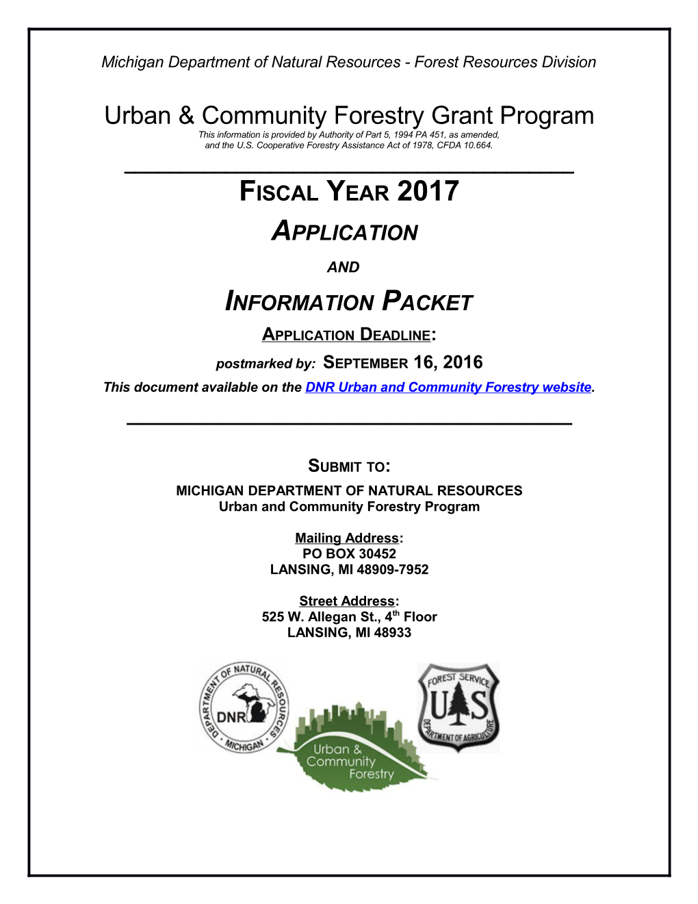 Urban & Community Forestry Grant Program Application Information