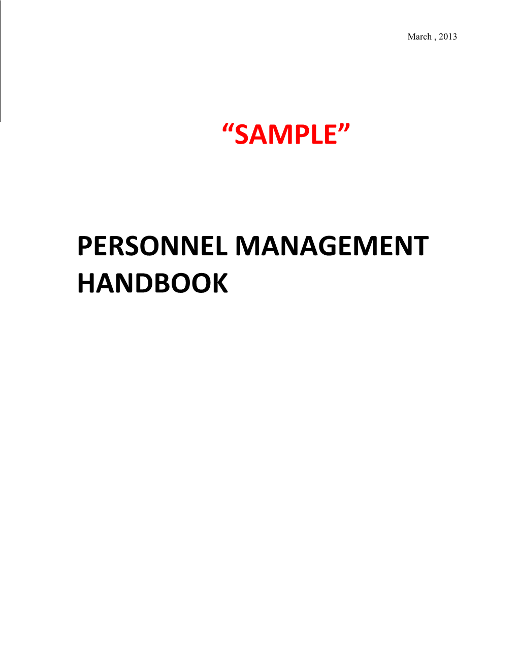 Personnel Management HANDBOOK