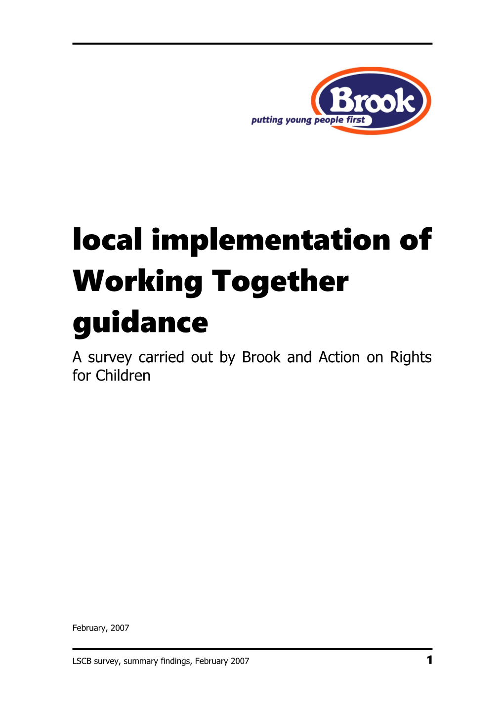 Local Implementation of Working Together Guidance