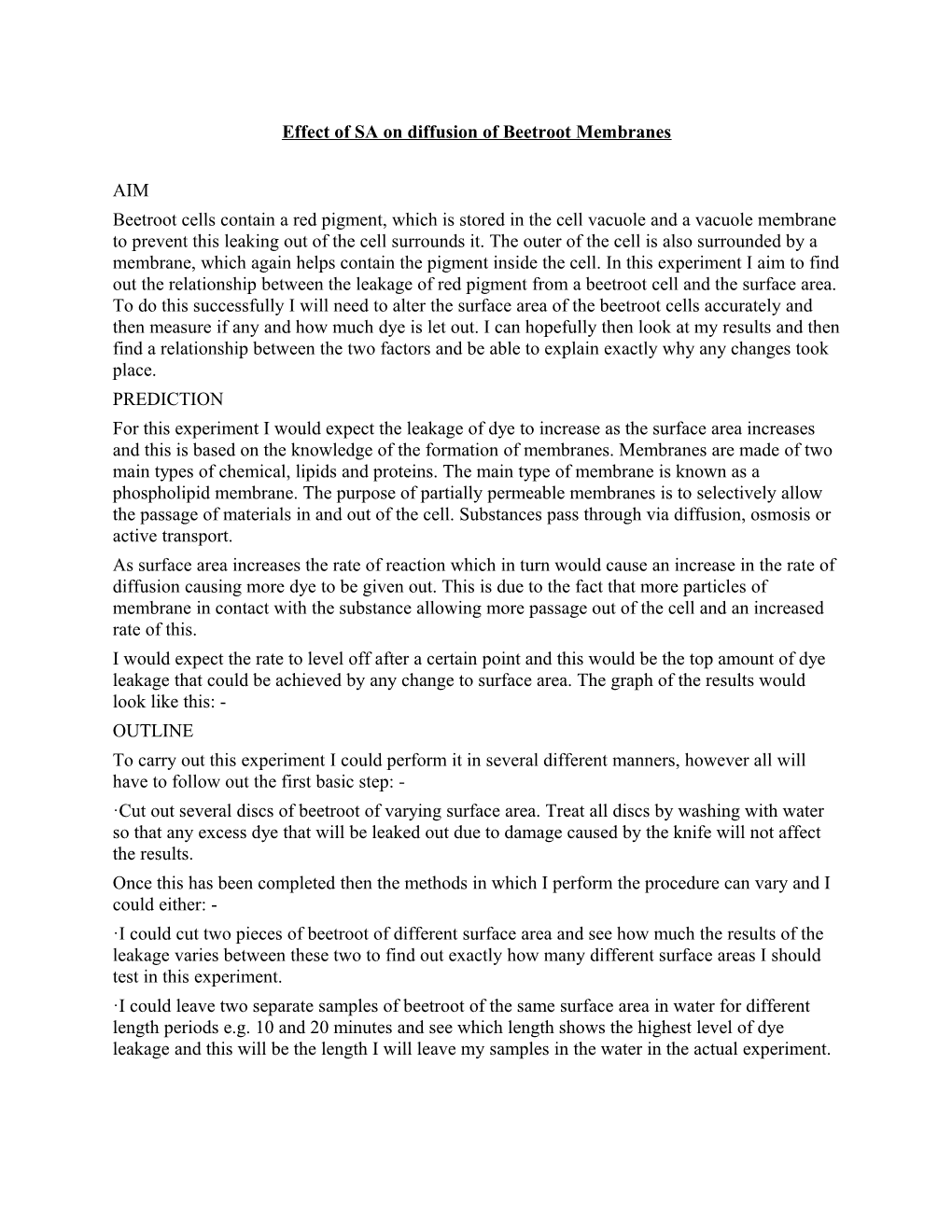 Effect of SA on Diffusion of Beetroot Membranes