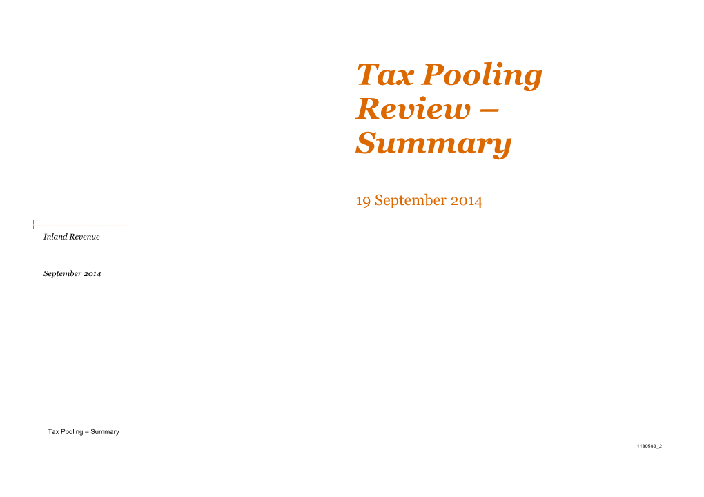 Tax Pooling Review - Summary