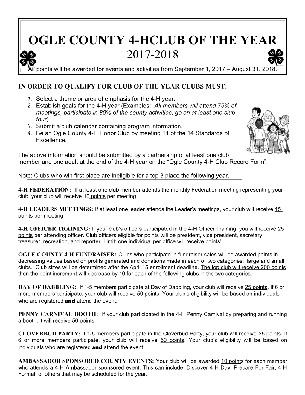 Club Competition Rules & Points 1999-2000