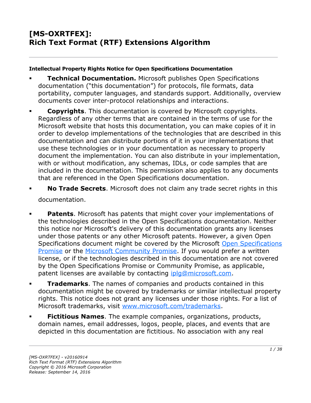 Rich Text Format (RTF) Extensions Algorithm