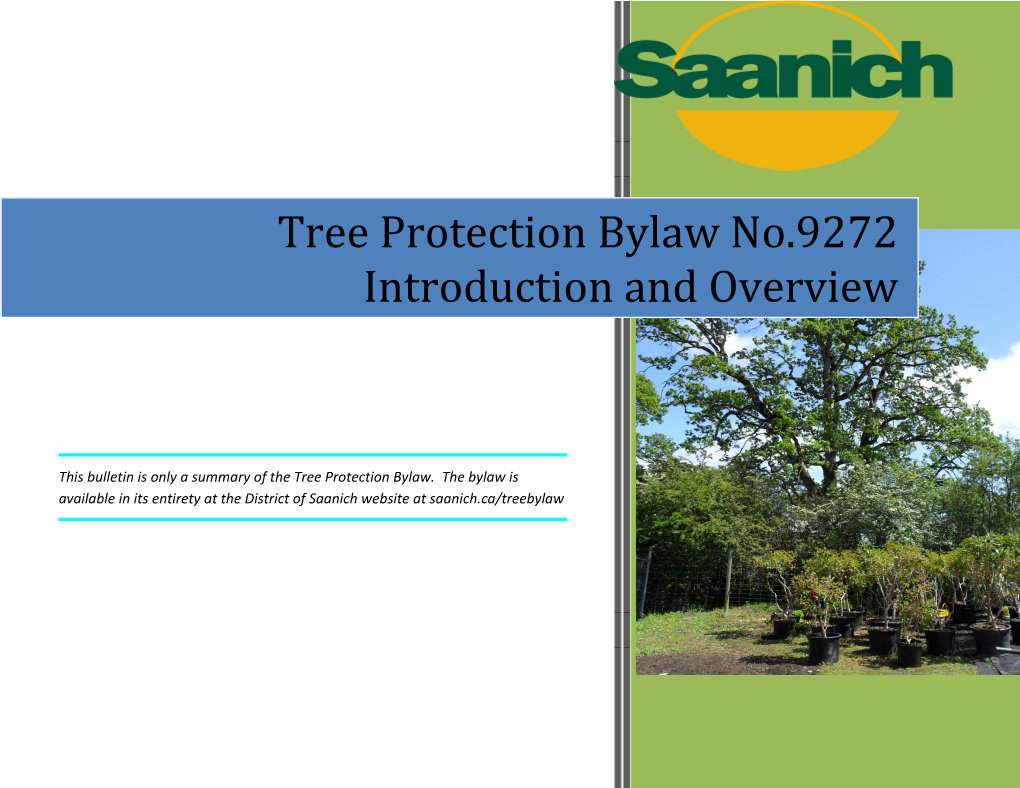 Tree Protection Bylaw Introduction and Overview