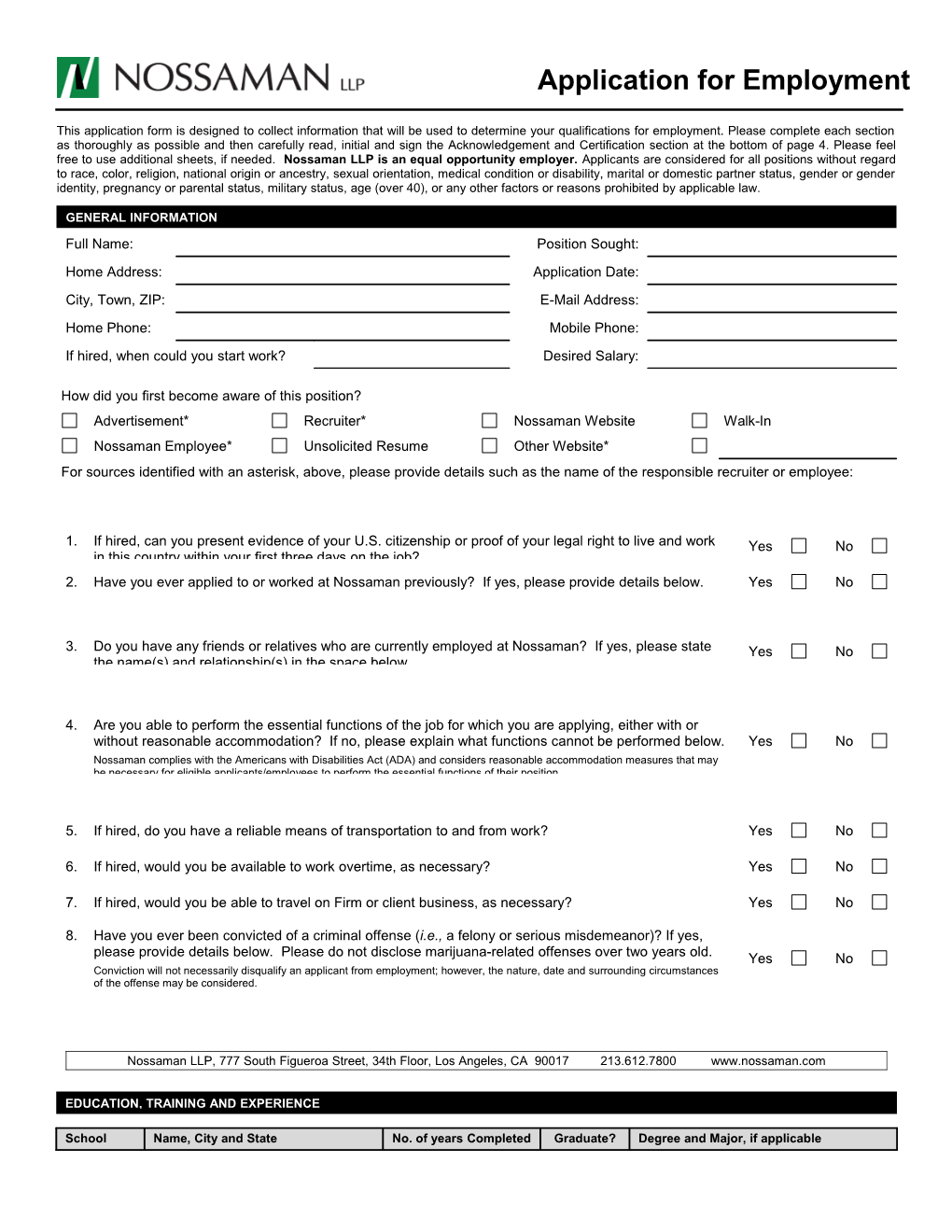 This Application Form Is Designed to Collect Information That Will Be Used to Determine
