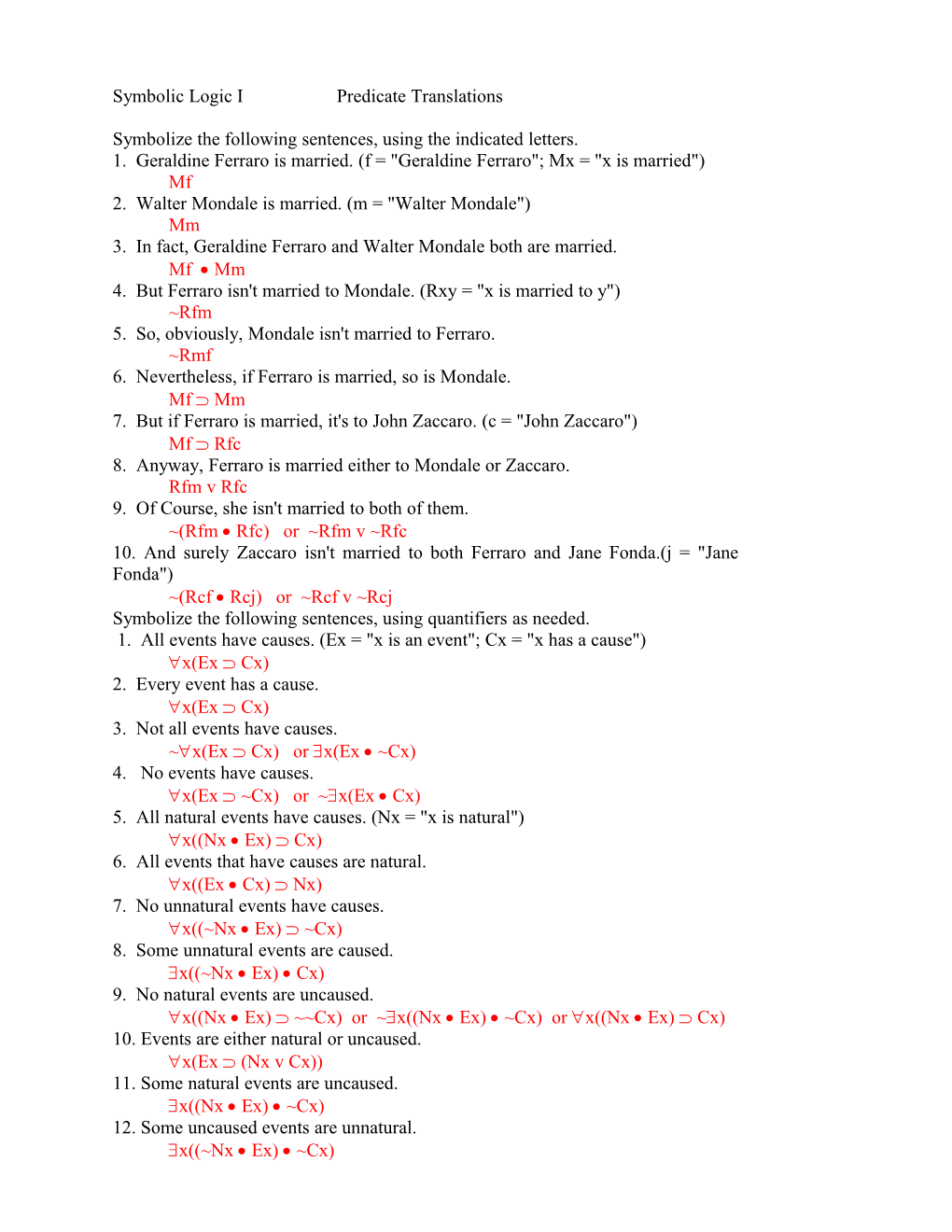 Symbolic Logic Ipredicate Translations