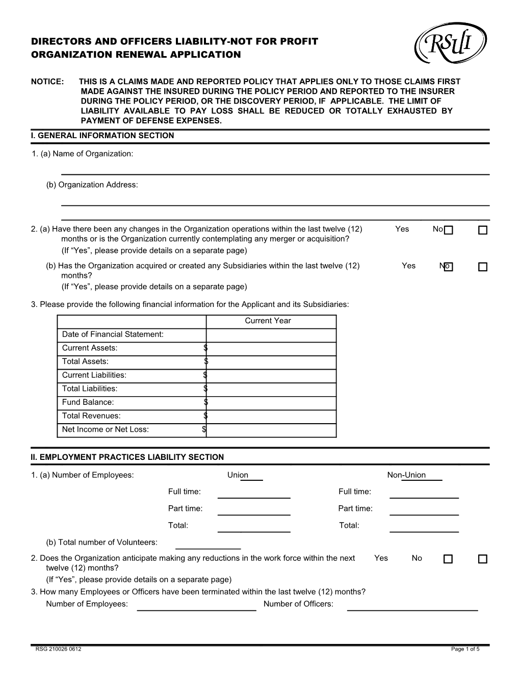 Directors and Officers Liability-Not for Profit