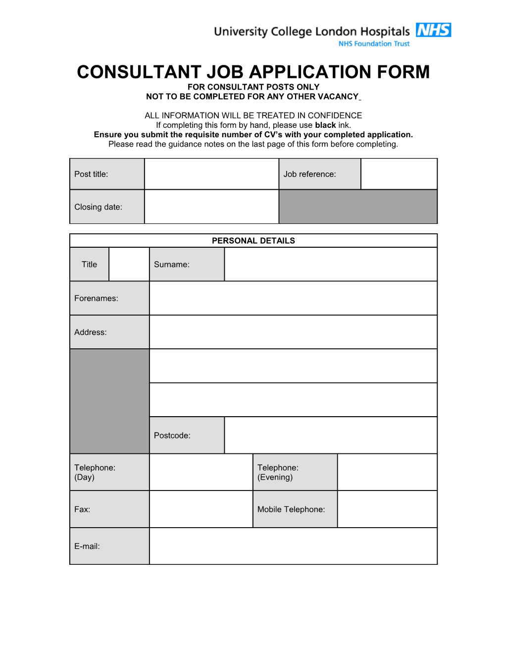 Consultant Application Form
