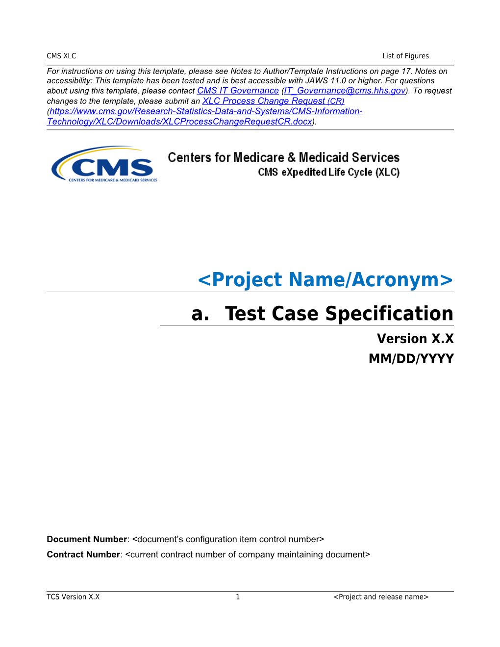 Test Case Specification Template