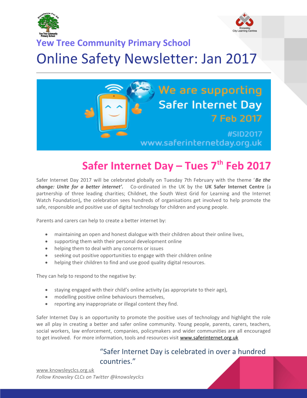 Safer Internet Day Tues 7Th Feb 2017