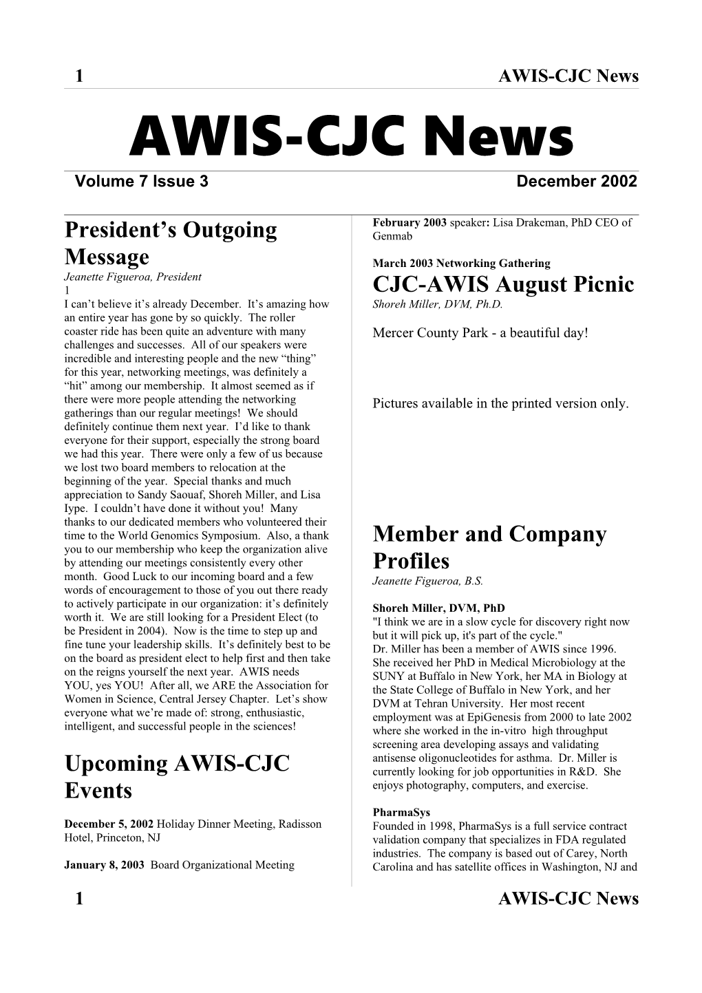 AWIS-CJC News