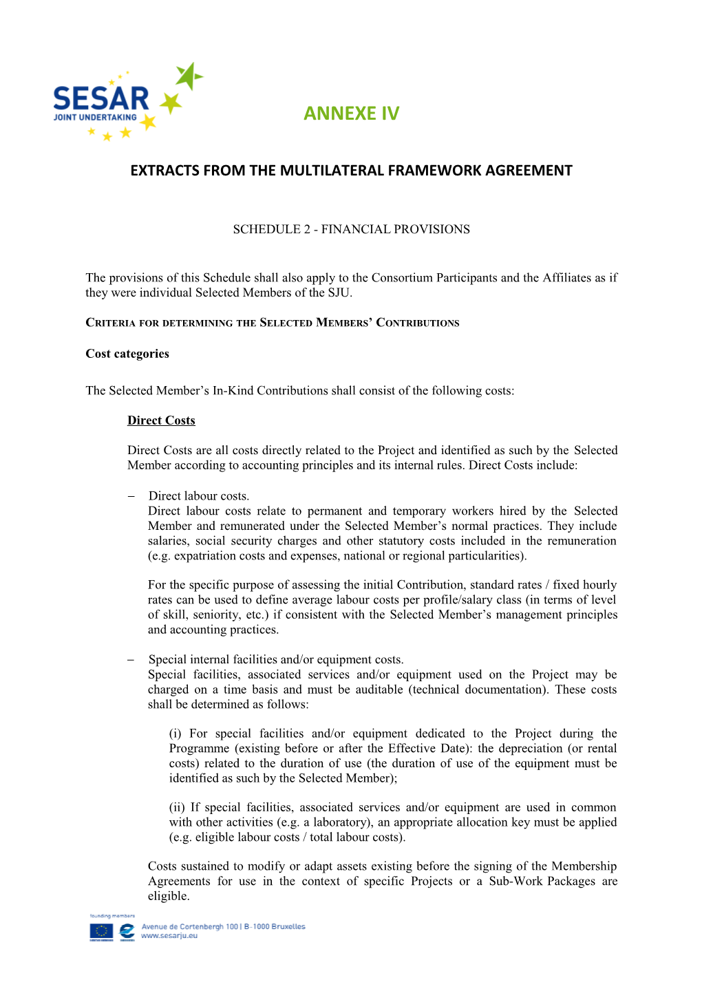 Extracts from the Multilateral Framework Agreement