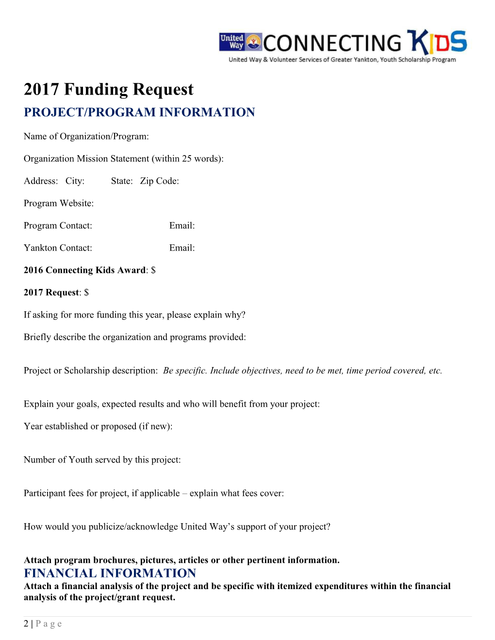 2017 Funding Request