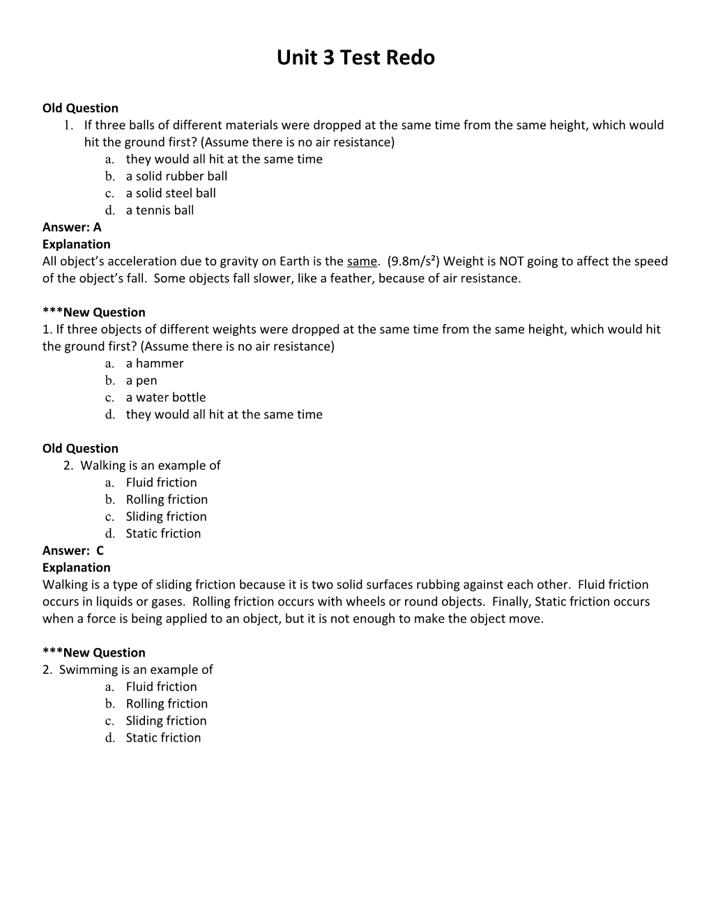 Unit 3 Test Redo