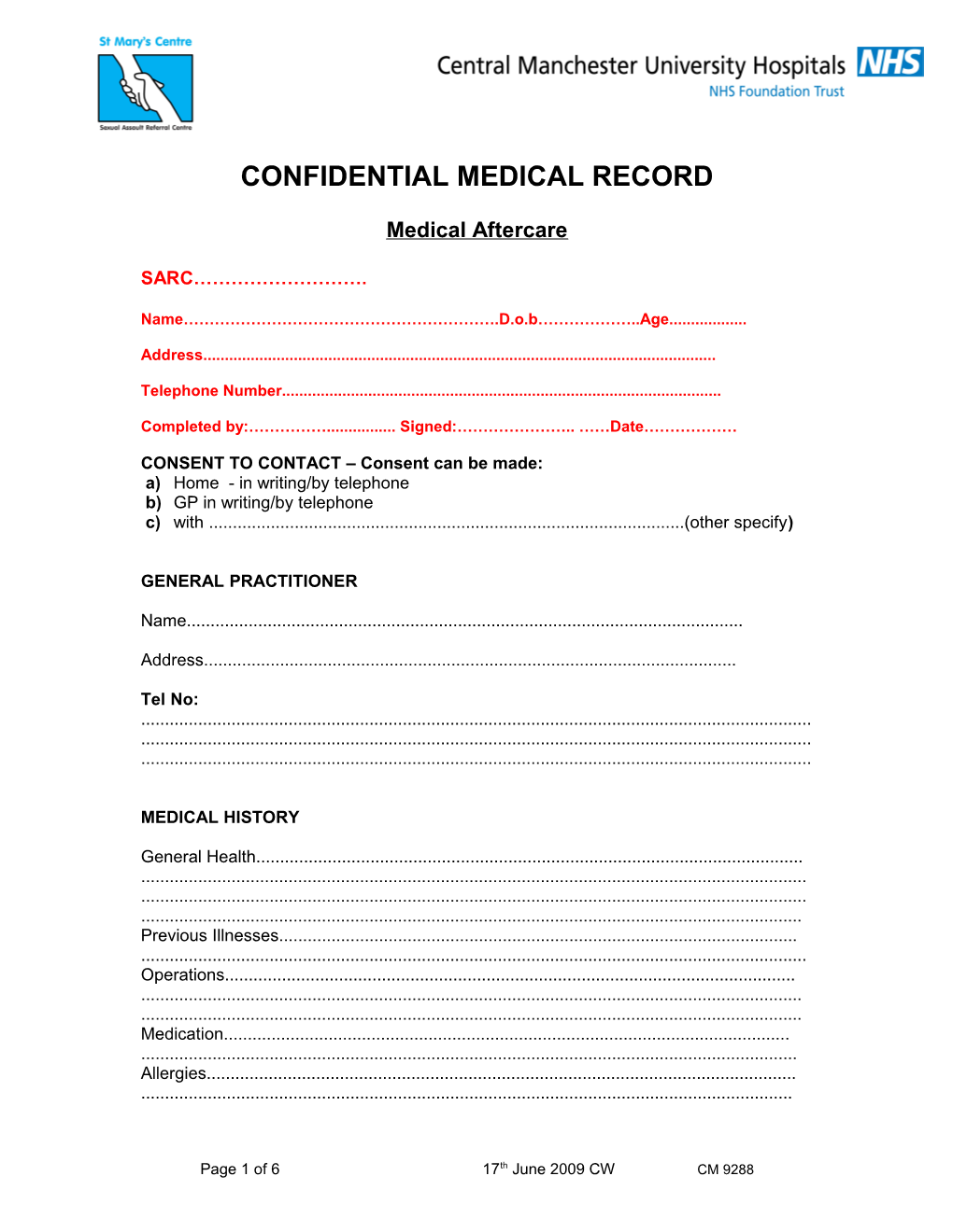 Confidential Medical Record