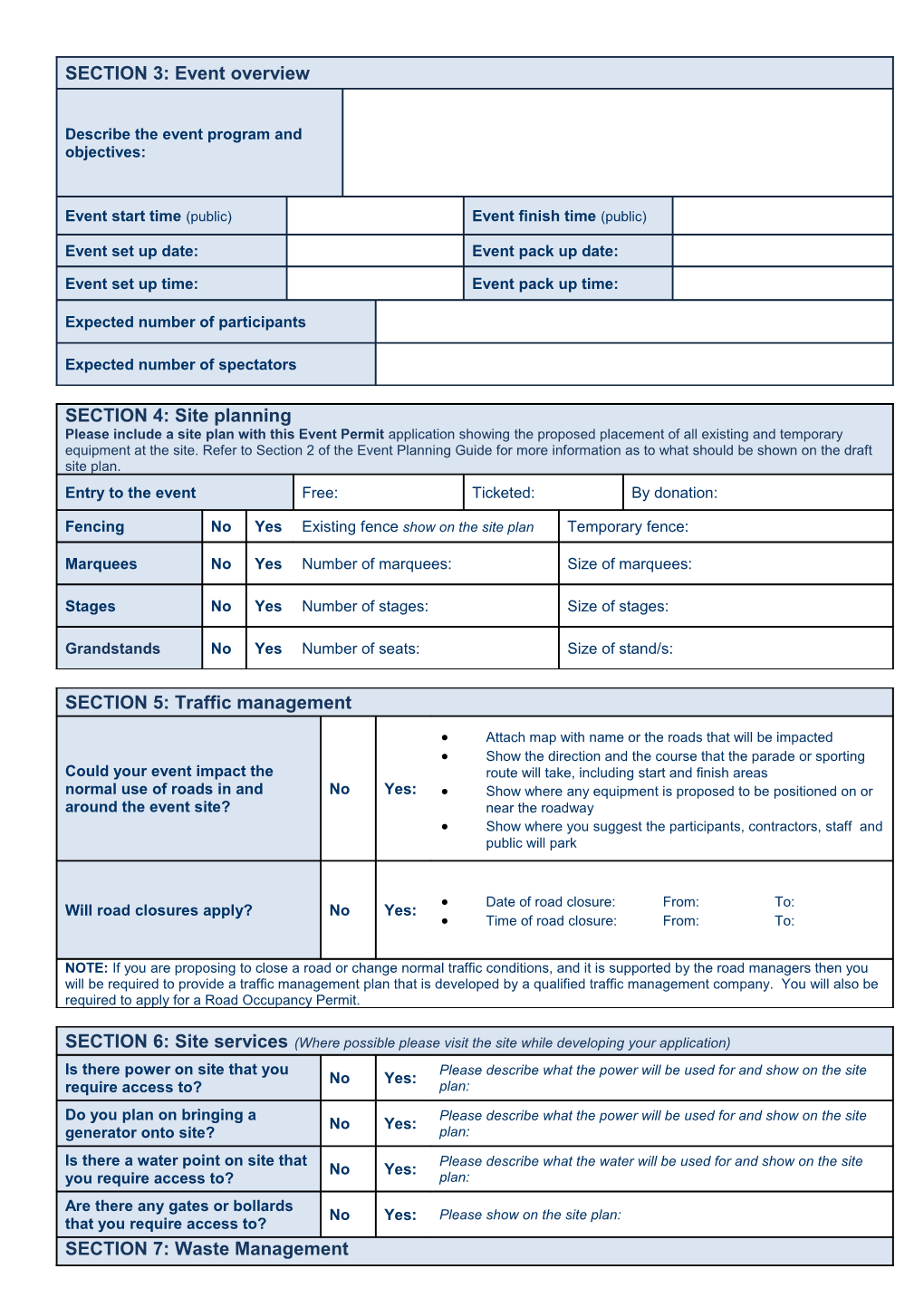 2016 Event Permit Application Form