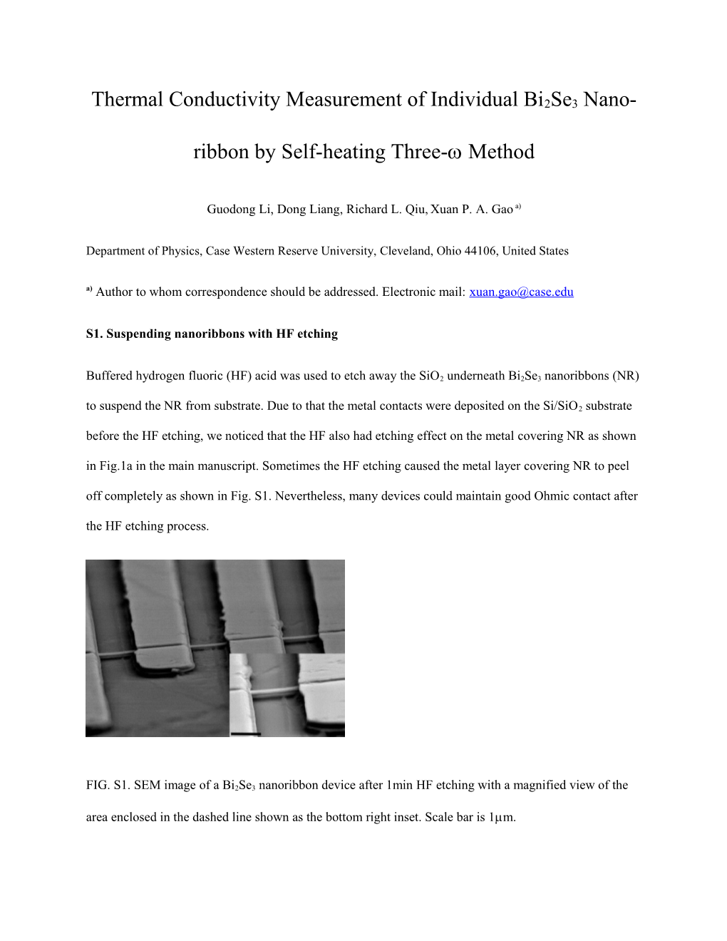 Thermal Conductivity Measurement of Individual Bi2se3 Nano-Ribbon by Self-Heating Three- Method