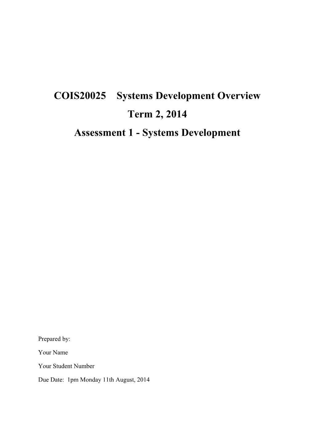 COIS20025 Systems Development Overview