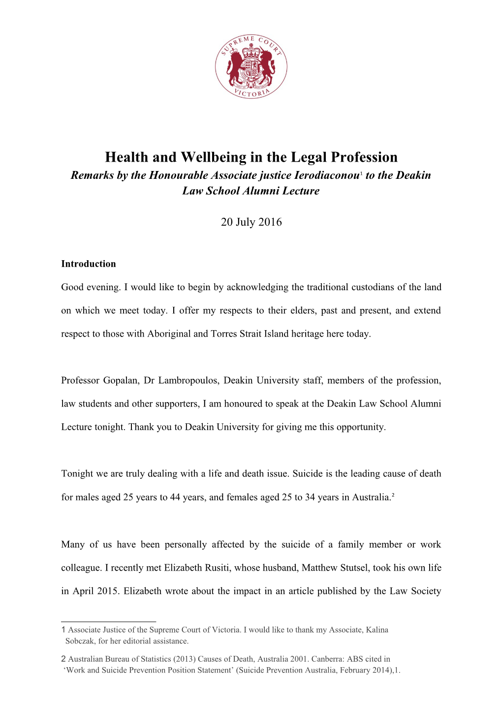 Health and Wellbeing in the Legal Profession