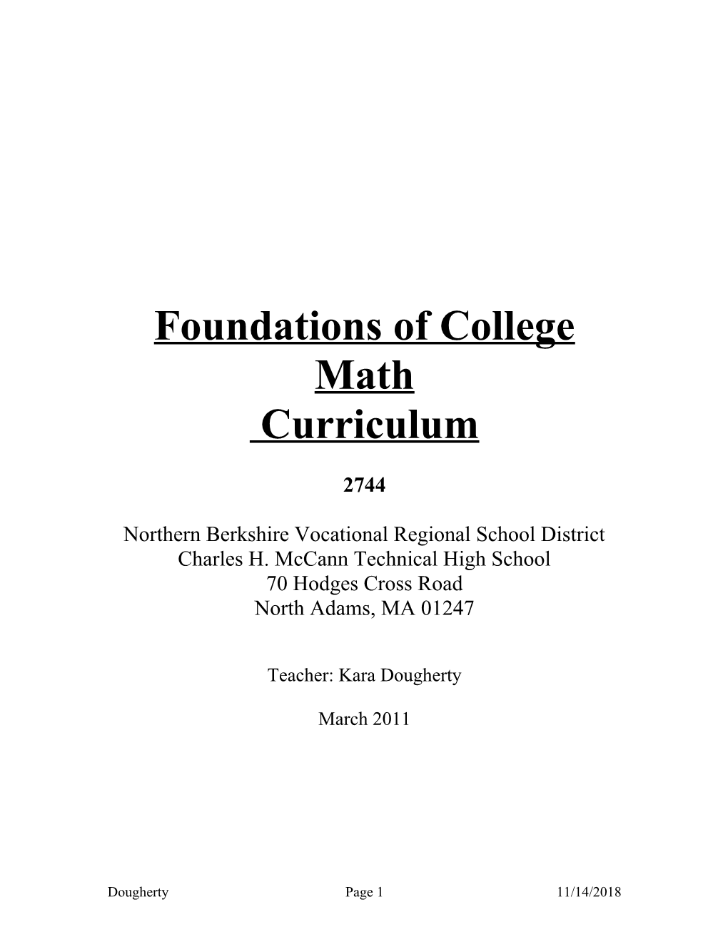 Foundations of College Math