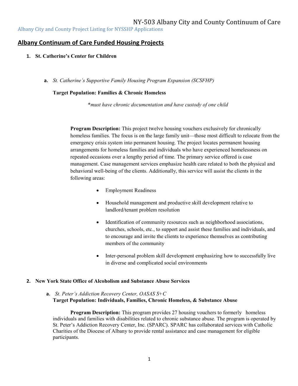 NY-503 Albany City and County Continuum of Care