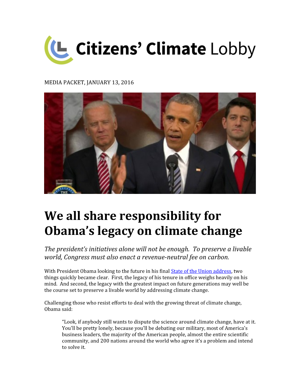 We All Share Responsibility for Obama S Legacy on Climate Change